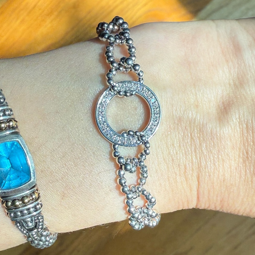 Caviar Spark Circle Diamond Link Bracelet from Lagos Sz 7 - Picture 9 of 13